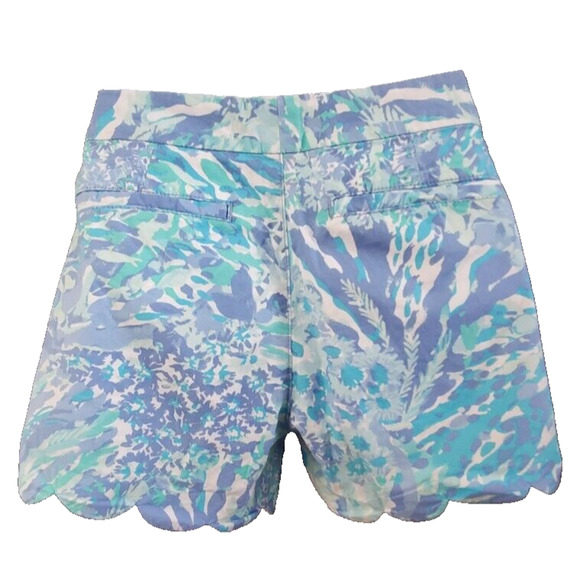 Lilly Pulitzer Buttercup Stretch Scallop Hem Shorts Blue Haven Hey Soleil - Picture 2 of 4